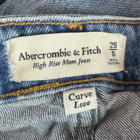 Abercrombie & Fitch Jeans Denim High Rise Mom Medium Wash Blue Solid Cotton Knit - Picture 9 of 9